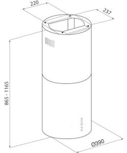 Okap GLOBALO Cylindro Isola 39.7 Zielony 742m3/h 61dB klasa B WyÅwietlacz elektroniczny