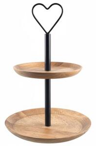 Patera drewniana 2-poziomowa MANGO 37 cm