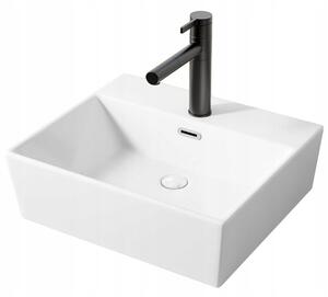 Umywalka ceramiczna stawiana biała nablatowa prostokątna duża 41 x 36 cm
