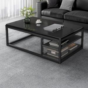 Stolik kawowy nowoczesny ława z półkami pokój salon duży 120 cm loft czarny