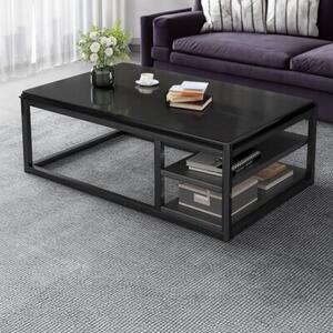 Stolik kawowy nowoczesny ława z półkami pokój salon duży 120 cm loft czarny