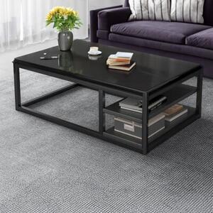 Stolik kawowy nowoczesny ława z półkami pokój salon duży 120 cm loft czarny