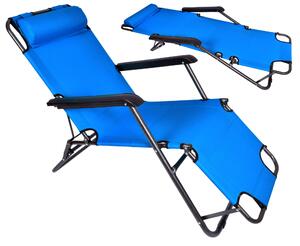 Fotel Leżak turystyczny składany LEON niebieski