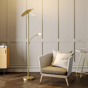 Lampa stojąca LED Anniki Lucande, możliwość ściemniania, mosiężny / złoty, salon / jadalnia, metal, nowoczesny