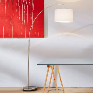 Brilliant Lampa stojąca Clarie, biała, w kolorze żelaza, 180 cm, tkanina/metal