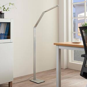 Lampa stojąca LED Nicano Lucande, możliwość ściemniania, aluminiowy / szary / cynkowy, biuro, aluminium, nowoczesny
