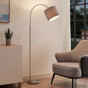 Lampa łukowa - lampa stojąca Keriba Lindby, aluminiowy / szary / cynkowy, salon / jadalnia, metal, nowoczesny