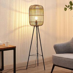 Lampa stojąca Lindby Canyana, 139 cm, naturalny, rattan, statyw