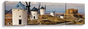 Obraz - Wiatraki Consuegra, Hiszpania (170x50 cm)
