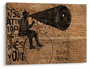 Obraz - Mężczyzna na rowerze w stylu Banksy (70x50 cm)