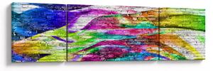Obraz - Mur z cegły z kolorowymi płomieniami (170x50 cm)