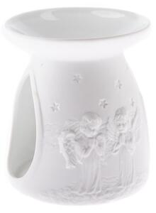 Porcelanowy kominek zapachowy Two angels biały, 12 x 11 cm