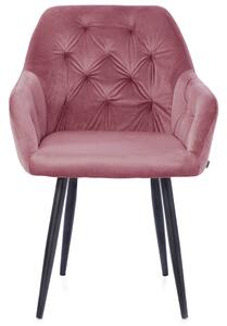 Różowe aksamitne krzesło do jadalni ARGENTO