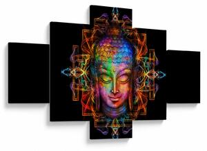Obraz - Popiersie Buddy w neonowych kolorach (125x70 cm)
