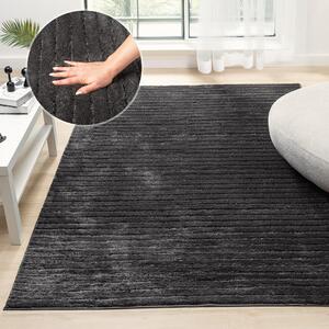 Antracytowy miękki dywan z efektem high-low, 60x90 cm