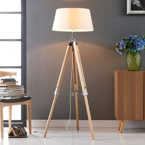Lampa stojąca Katie Lindby, biały / opal, salon / jadalnia, drewno, skandynawski