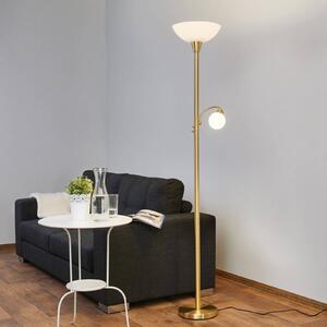 Lampa podłogowa Lindby Elaina, lampka do czytania, kolor mosiądz, 183cm E27