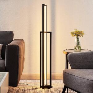 Lampa stojąca LED Hylda Lucande, możliwość ściemniania, czarny, salon / jadalnia, aluminium, nowoczesny