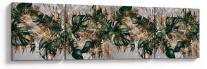 Obraz - Złoto - zielone tropikalne liście (170x50 cm)