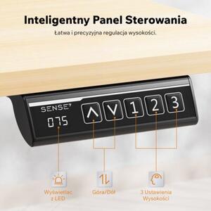 Biurko Regulowane Elektrycznie 72-118 cm Komputerowe 120x60 cm z regulacjÄ wysokoÅci jasnobrÄ zowe czarne SENSE7 Nojo Light