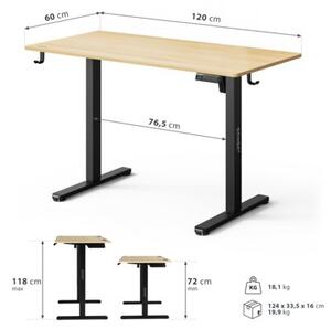 Biurko Regulowane Elektrycznie 72-118 cm Komputerowe 120x60 cm z regulacjÄ wysokoÅci jasnobrÄ zowe czarne SENSE7 Nojo Light