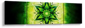 Obraz - Kwiatowa mandala na zielonym tle (170x50 cm)