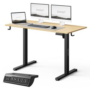 Biurko Regulowane Elektrycznie 72-118 cm Komputerowe 120x60 cm z regulacjÄ wysokoÅci jasnobrÄ zowe czarne SENSE7 Nojo Light