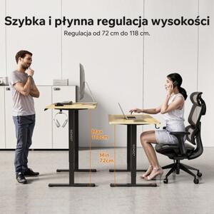 Biurko Regulowane Elektrycznie 72-118 cm Komputerowe 120x60 cm z regulacjÄ wysokoÅci jasnobrÄ zowe czarne SENSE7 Nojo Light