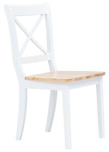 Krzesła jadalniane, 4 szt., biało-naturalne, drewno kauczukowca