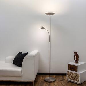 Lampa stojąca LED MALEA Lindby, możliwość ściemniania, aluminiowy / szary / cynkowy, salon / jadalnia, metal, nowoczesny