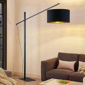 Łukowa lampa podłogowa Arcchio Mossa, 200 cm, czarno-złoty, tekstylny
