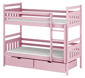 ADAŚ 70x160 różowe łóżko piętrowe Lano Meble
