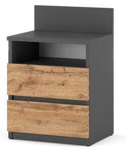 Szafka Nocna STIVMEBLE 2 Szuflady 40 CM Stolik Nakastlik Szary Mat DÄ b Wotan 40x32x59 CM