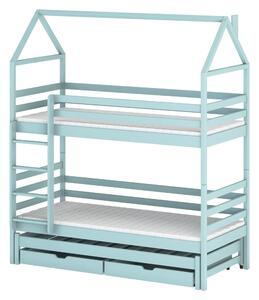 DALIA 90x200 niebieskie łóżko piętrowe domek Lano Meble