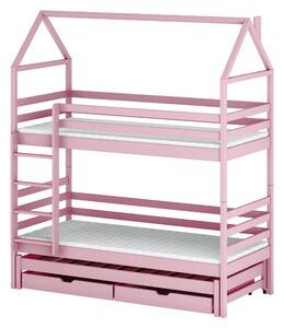 DALIA 80x160 różowe łóżko piętrowe domek Lano Meble