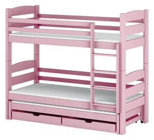 CEZAR 80x160 różowe łóżko piętrowe Lano Meble