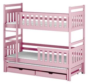 KLARA 80x160 różowe łóżko piętrowe Lano Meble