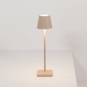 Zafferano Poldina micro Lampa akumulatorowa IP65 piaskowa micro, możliwość ściemniania, kremowy / amber, aluminium, nowoczesny