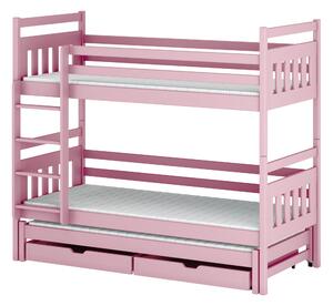SEWERYN 80x160 różowe łóżko piętrowe Lano Meble