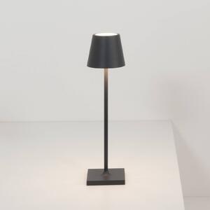 Zafferano Lampa akumulatorowa Poldina micro, IP65 czarna możliwość ściemniania, czarny, aluminium, nowoczesny