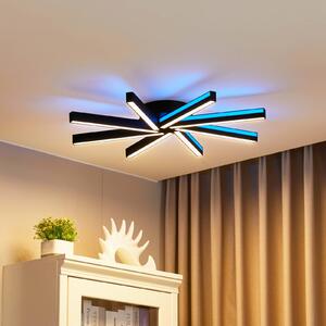 Lucande Smart lampa sufitowa LED Tjado, Ø70 cm, czarna, RGBW