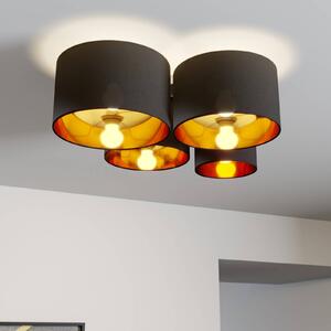 Lampa sufitowa Lindby Laurenz, 4-punktowa, czarno-złota