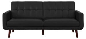 Czarna rozkładana sofa z imitacji skóry 200 cm Nola – Støraa