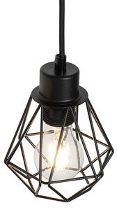 Wiejska lampa wisząca czarna z drewnem 4-punktowa - Chon Oswietlenie wewnetrzne