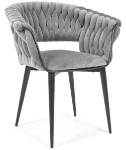Welurowe krzesło glamour IRIS LUX - szaro-czarne