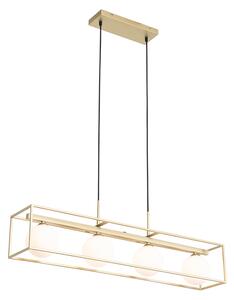 Designerska lampa sufitowa złota z białymi 4-punktami - Aniek Oswietlenie wewnetrzne