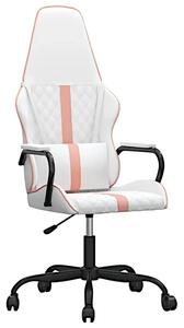 Biało-różowy masujący fotel gamingowy - Gandawa 4X