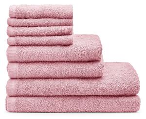 Różowe bawełniane ręczniki zestaw 8 szt. szybkoschnące/frotte Quick Dry – Catherine Lansfield