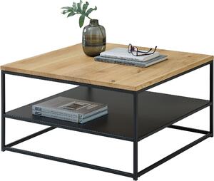 Stolik w stylu industrialnym z dębowym olejowanym blatem 75x75 cm