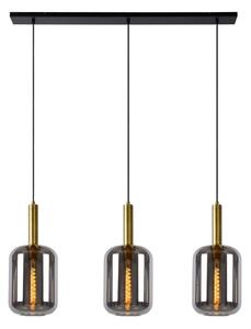 JOANET 45494/03/65 lampa wisząca listwa czarno-złota 3xE27 klosz szklany dymiony fi 22cm